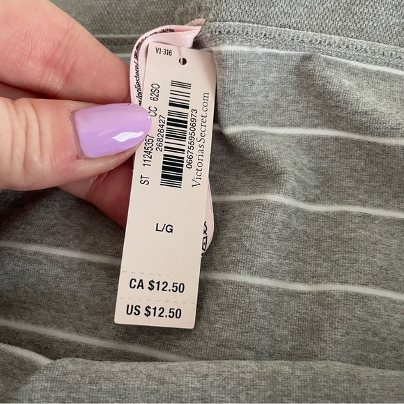 Victorias Secret L Grey White Stripe SEAMLESS NO SHOW High-Leg Waist Brief Panty - Picture 4 of 6